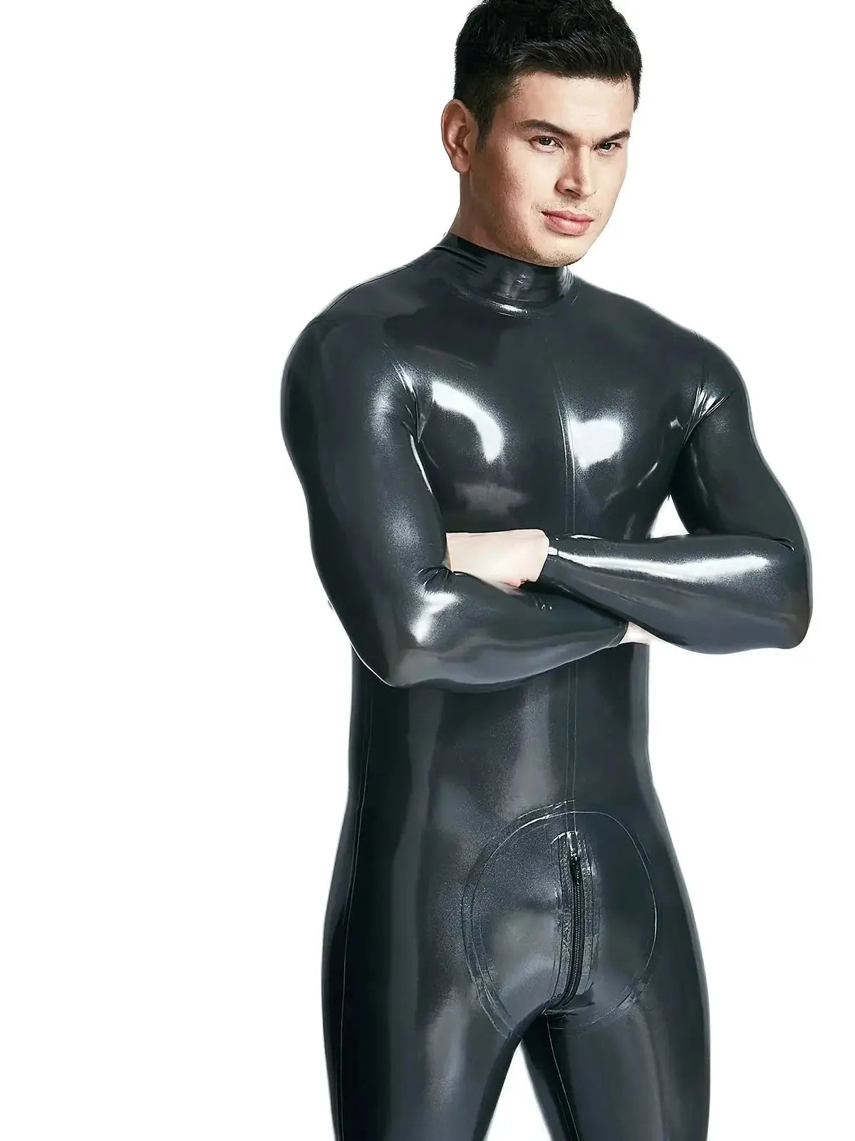 latex suit men rubber fetish Sultry and Sleek: Men's Fetish Rubber Pants Latex Briefs with 3D Crotch and Transparent Design