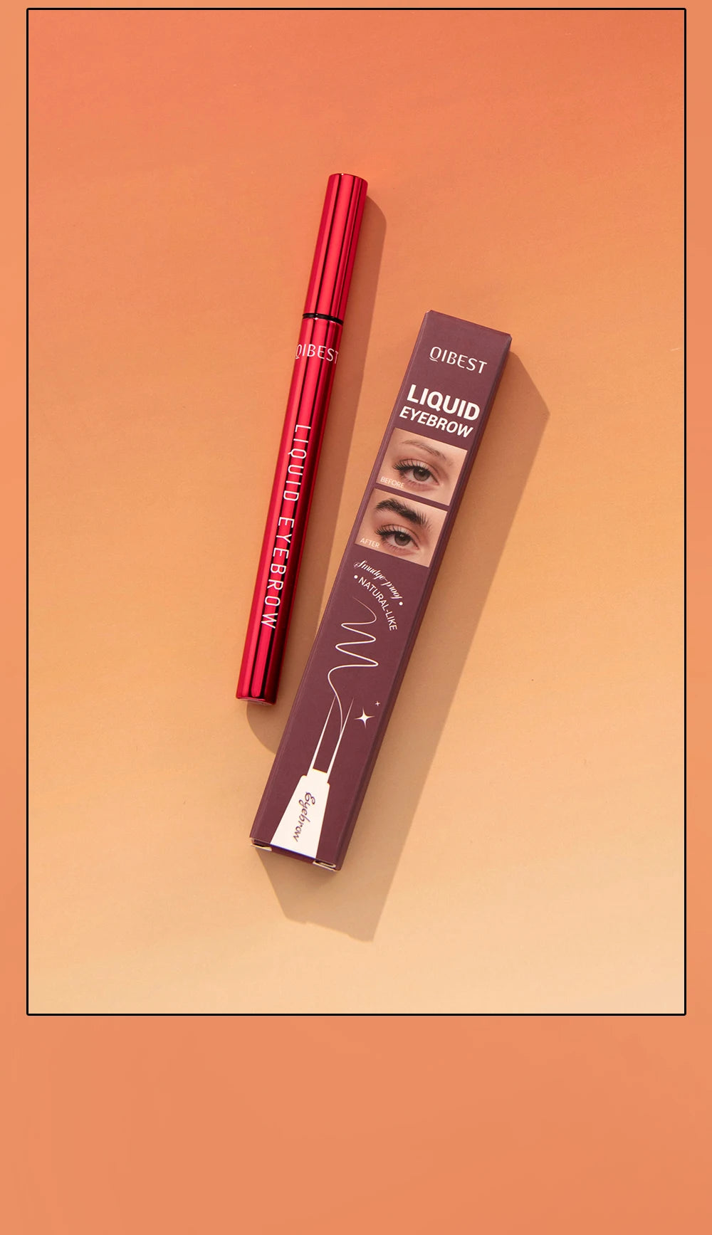 QIBEST 2 Fork Tip Liquid Eyebrow Pencil Eyeliner Lower Eyelash Pen Makeup Waterproof Lasting Quick Drying Ultra-fine Brows Pen