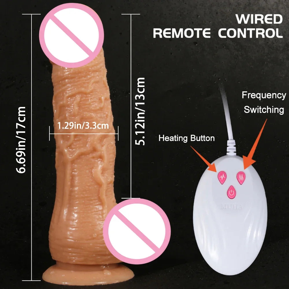Realistic Dildo Vibrator Big Penis Telescopic Heating Silicone Female Dildos for G Spot Anal Stimulation Vibrators for Women 18