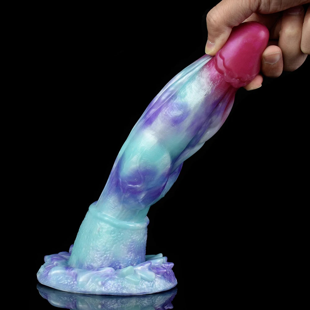 ELKKOST Large Fantasy Dragon Penis Size S M L Sex Toys with Sucker Long Colorful Dildo Silicone Anal Sex Toys Butt Plug
