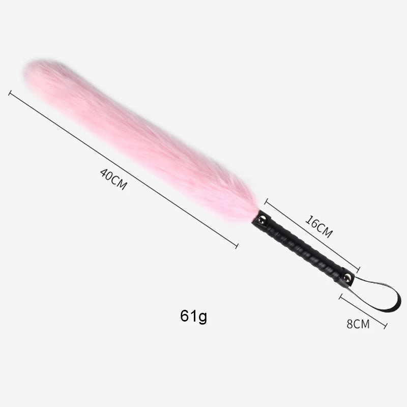 Fetish PU Leather With Fox Tail Whip Flogger Handle Spanking Paddle Flirting BDSM Adult Game Erotic Sex Toys for Women Couples