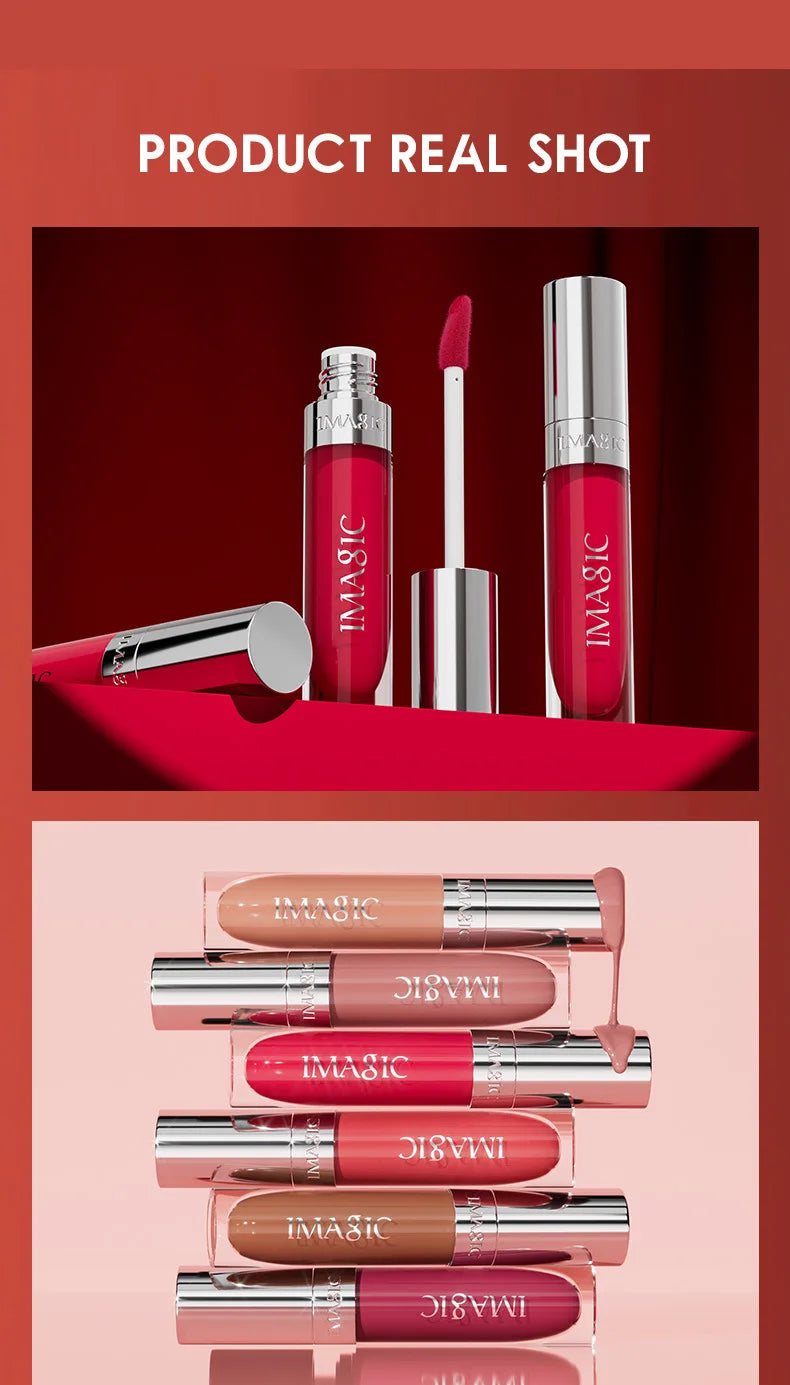 IMAGIC Natural Matte Lipgloss Stainless Steel Cup Waterproof Long-Lasting Lip Makeup Beauty 8ml NO.LP-221