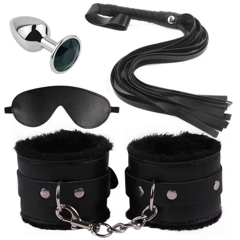 Leather Whip Bondage Plush Erotic Handcuffs Bdsm Slave Gag Exotic Accessories Anal Plug Sex Toys For Women Role Play Adult Games