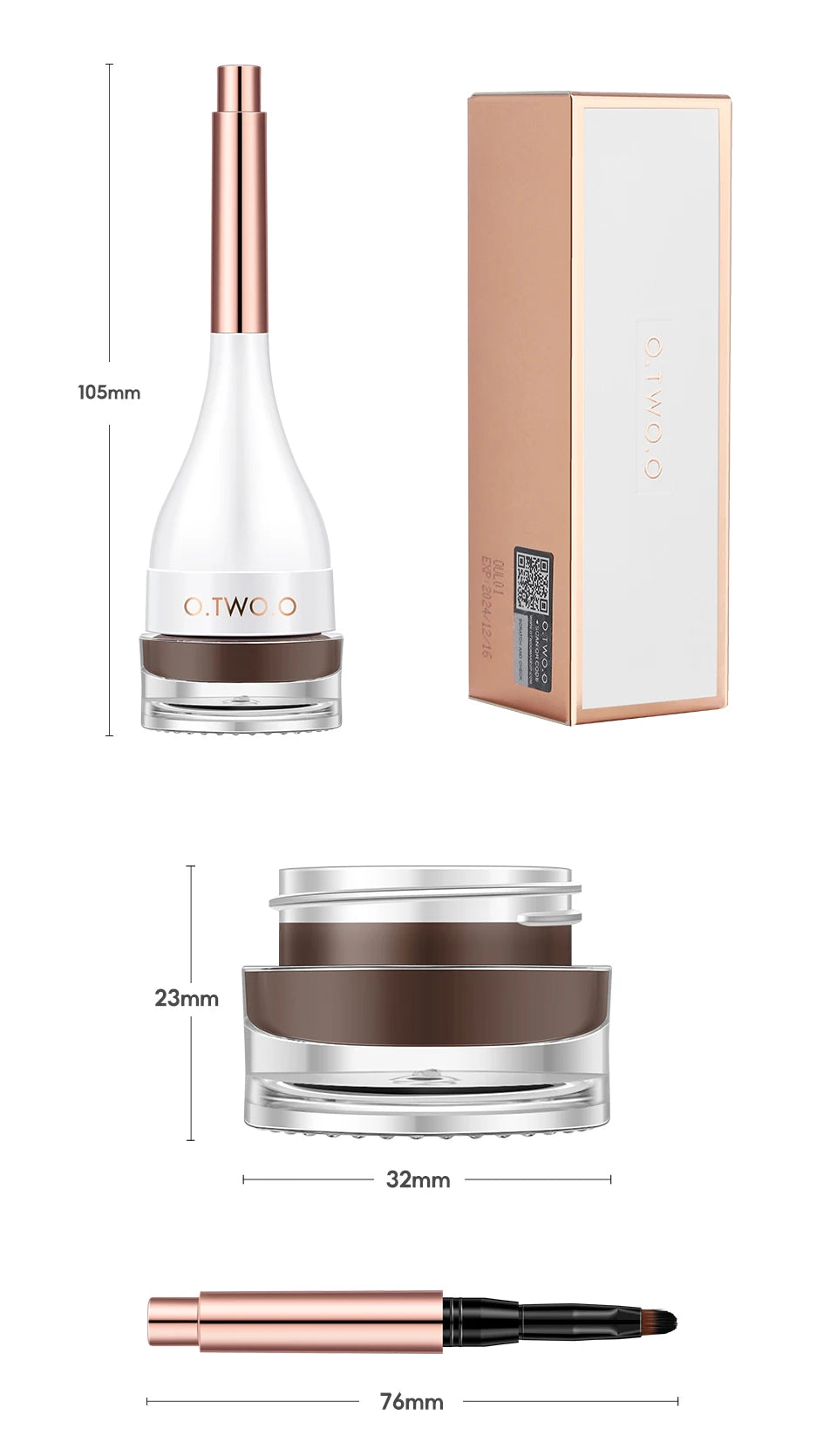 O.TWO.O Eyebrow Pomade Brow Natural Waterproof Creamy Texture Highly Tint Eyebrow Gel Double Use For Eyeliner Beauty Makeup