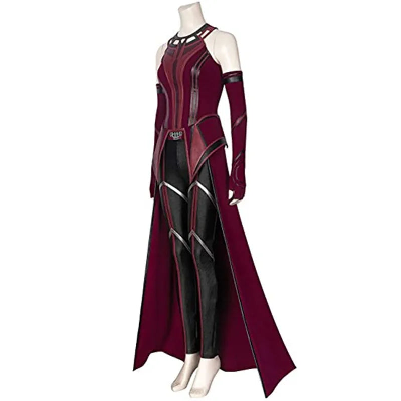P-Jsmen Female Wanda Maximoff Cosplay Costume Scarlet Witch Headwear Cloak and Pants Full Set Outfit Halloween Accessories Props