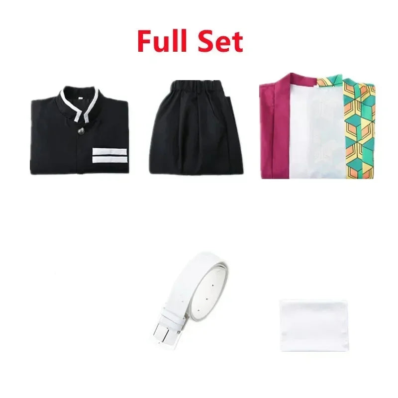 Anime Demon Slayer Kimetsu No Yaiba Tomioka Giyuu Cosplay Costume Women Kimono Uniform Clothes Wig Adult Kids Halloween Party