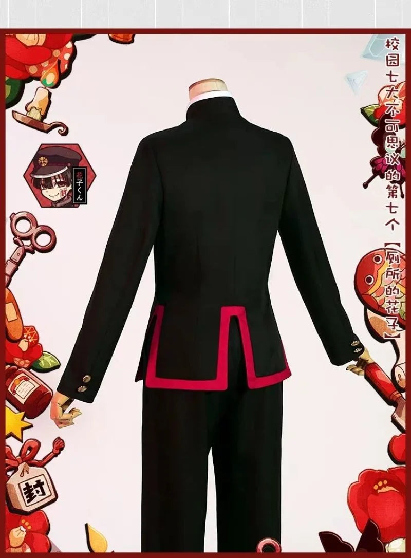 Hanako Cosplay Costume Anime Toilet-Bound Hanako-Kun Cos Clothes Cool Outfit Uniform Hat Black Wig Cape for Carnival Party