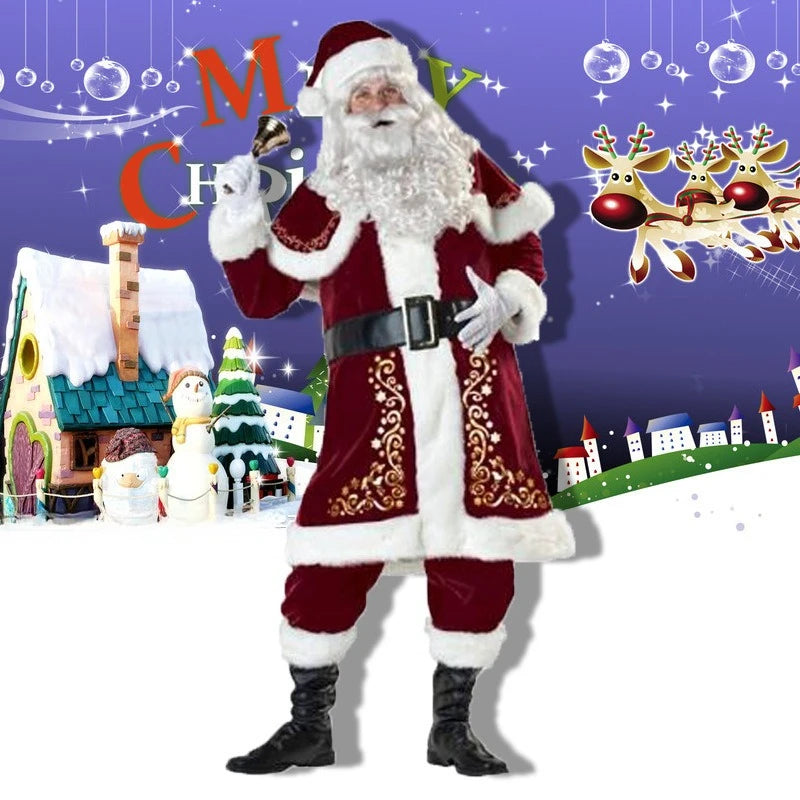Adult Men and Women Cos Christmas Santa Claus Cosplay Costumes Birthday Couple Party Stage Performance Clothing Girls Xmas Gifts