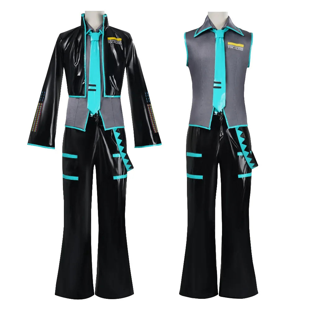 Anime Mikuo Male version Cosplay Costume Green Color Any Size Custom Made Full Set Perfect Custom black jackets Accessories