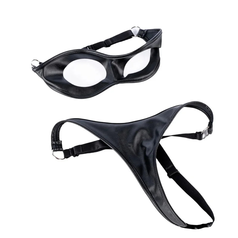 Sexy Breast Revealing Lingerie Bondage Costume with Leather Adjustable Knickers for Women Nightclub Punk Exotic Sex Toys