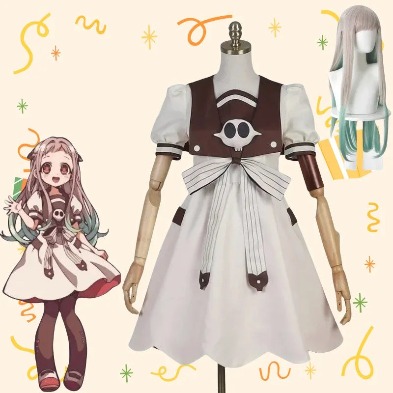 Yashiro Nene Cosplay Costume Anime Toilet-Bound Hanako-Kun Clothes White Dress Wiig Uniform Women Outfit for New Year Day