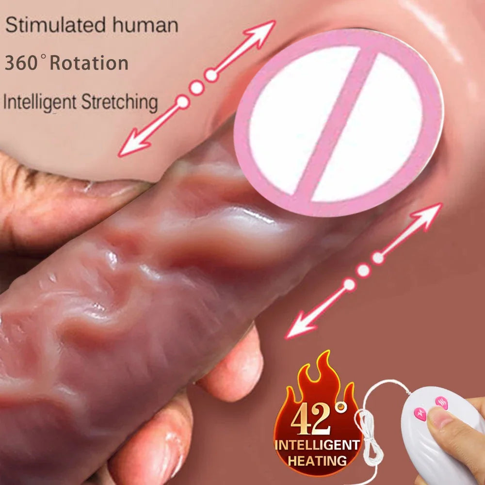 Realistic Dildo Vibrator Big Penis Telescopic Heating Silicone Female Dildos for G Spot Anal Stimulation Vibrators for Women 18