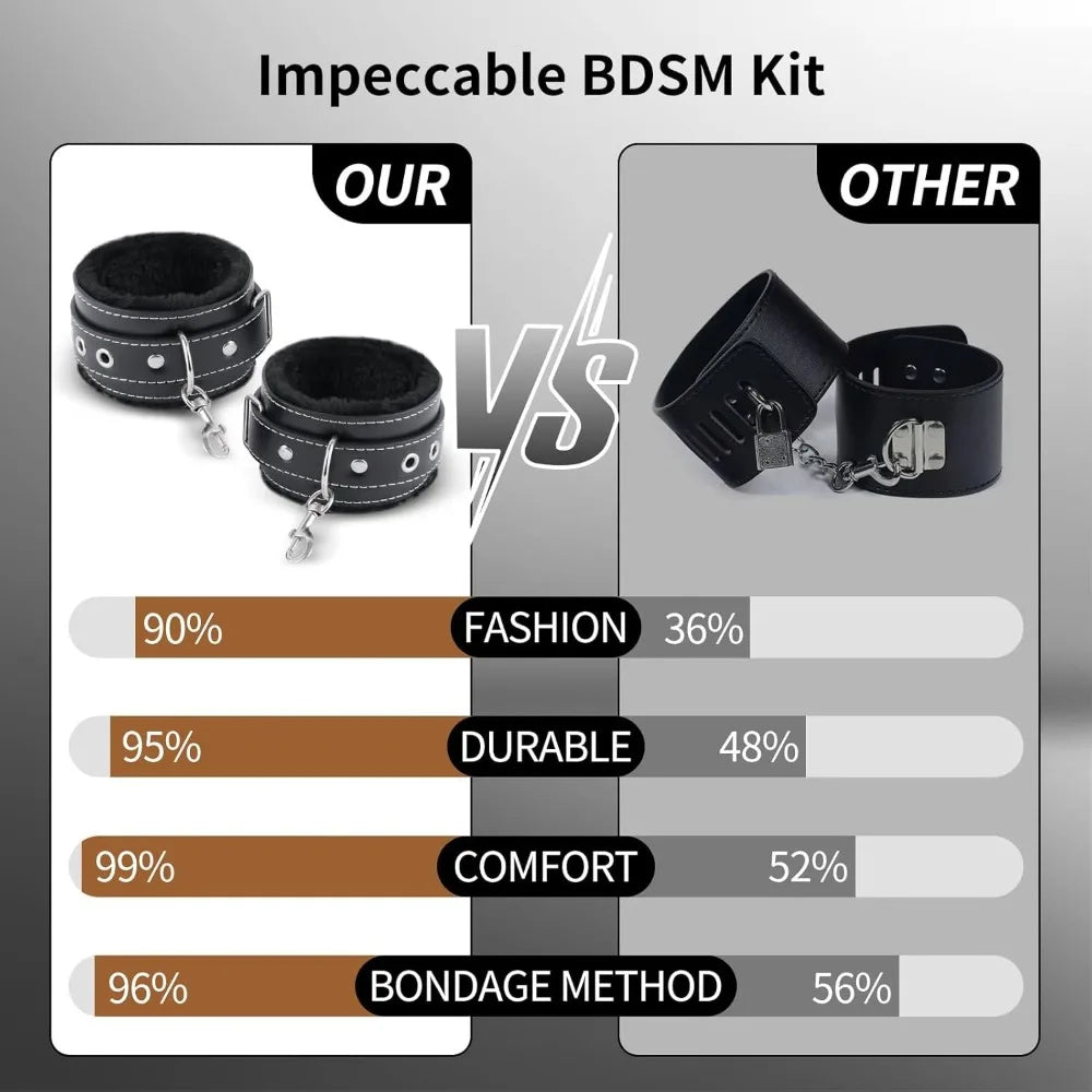 BDSM Sex Bondage Restraints Adjustable Handcuff Collar Nipple Clamps Sex Toys for Couple Game Cosplay Self Bondage Sex Products