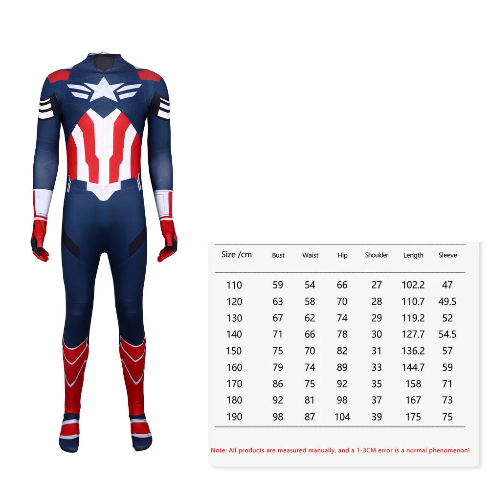 New Captain America 4 Cosplay Kid Adults Jumpsuit Superhero Clothing Creative Party Halloween Carnival Party Suit