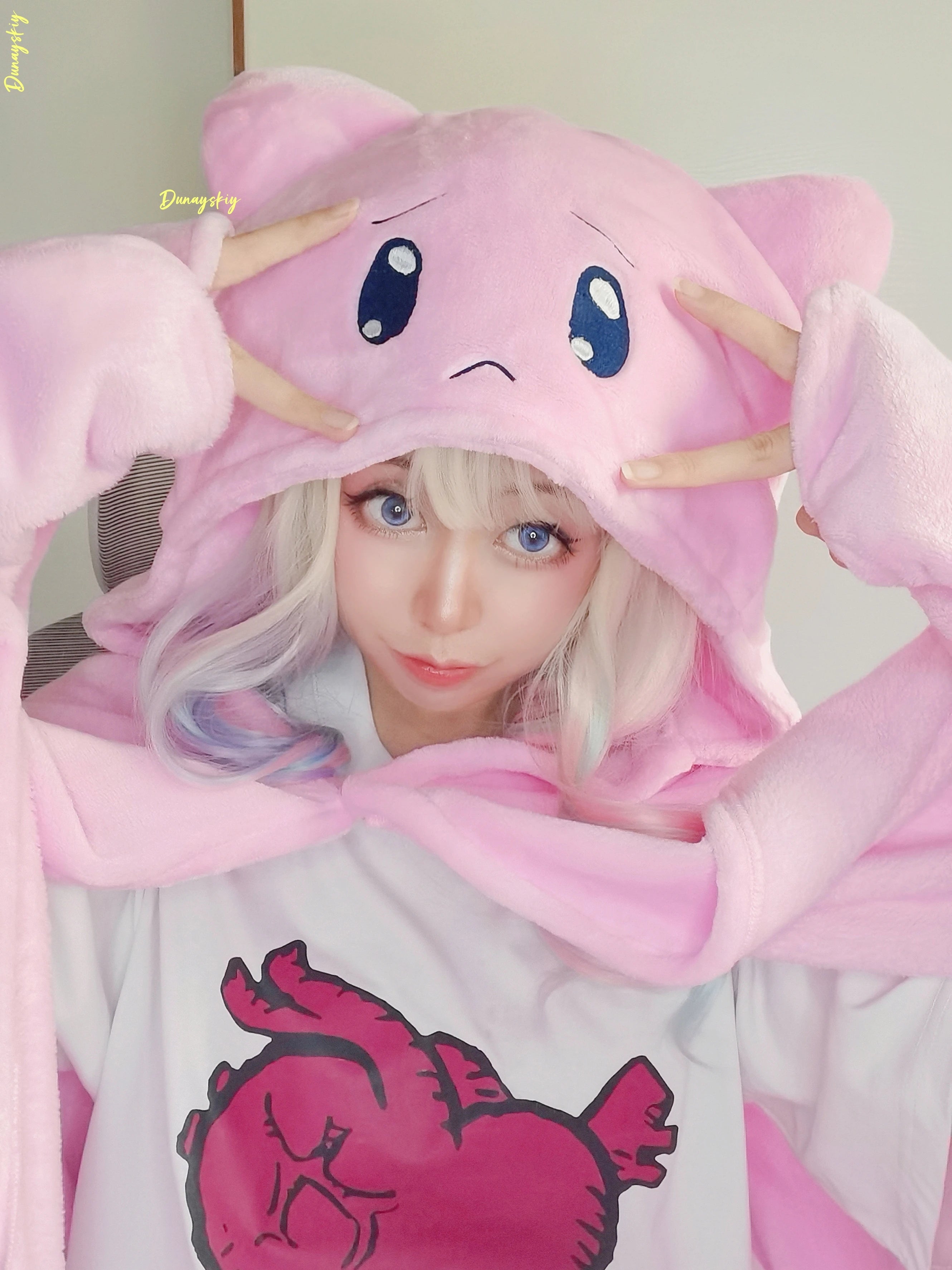 Game Needy Girl Overdose KAngel Cosplay A P Pink Cat Head Air Conditioning Carpet Anchor Girl Heavy Dependence On COS Sugar