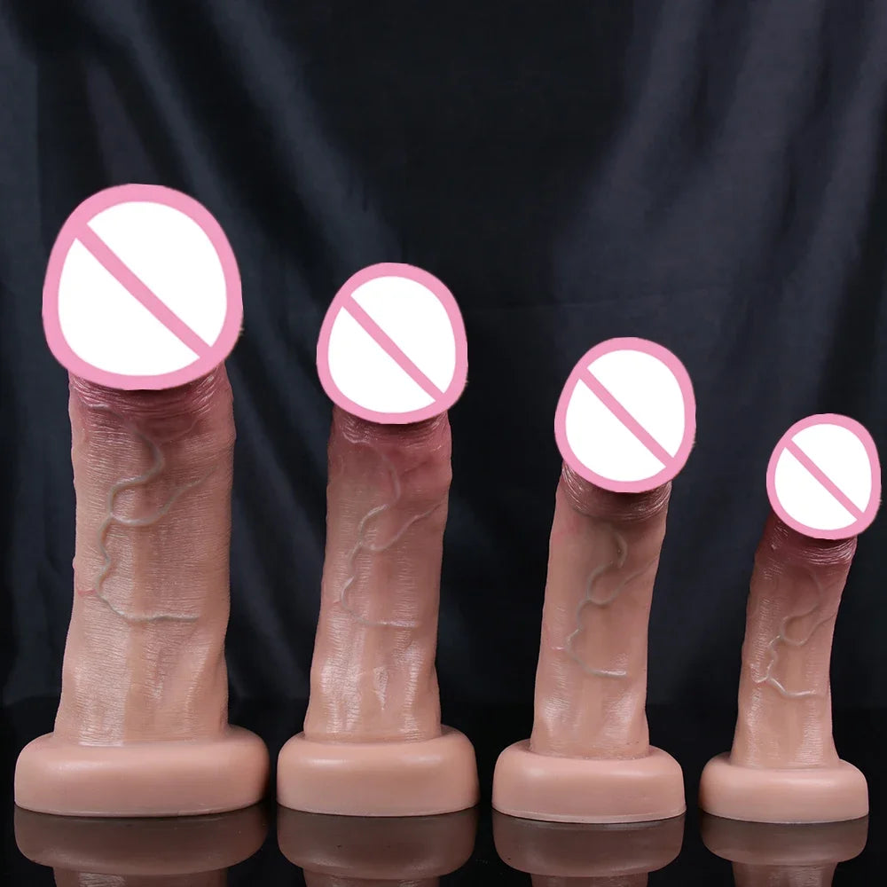 Ultra Simulation Soft Big Glans Dildo Realistic Penis Lifelike Dick Anal Plug Suction Cup Thrusting Sex Toys For Woman Gay 18+