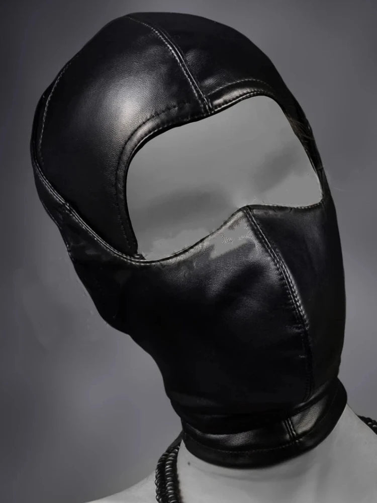 Fetish Headgear Open Mouth Eyes Bondage Party Mask Role Play Punishment Headdress Adult Couple Game Tied Face Mask Leather Socks