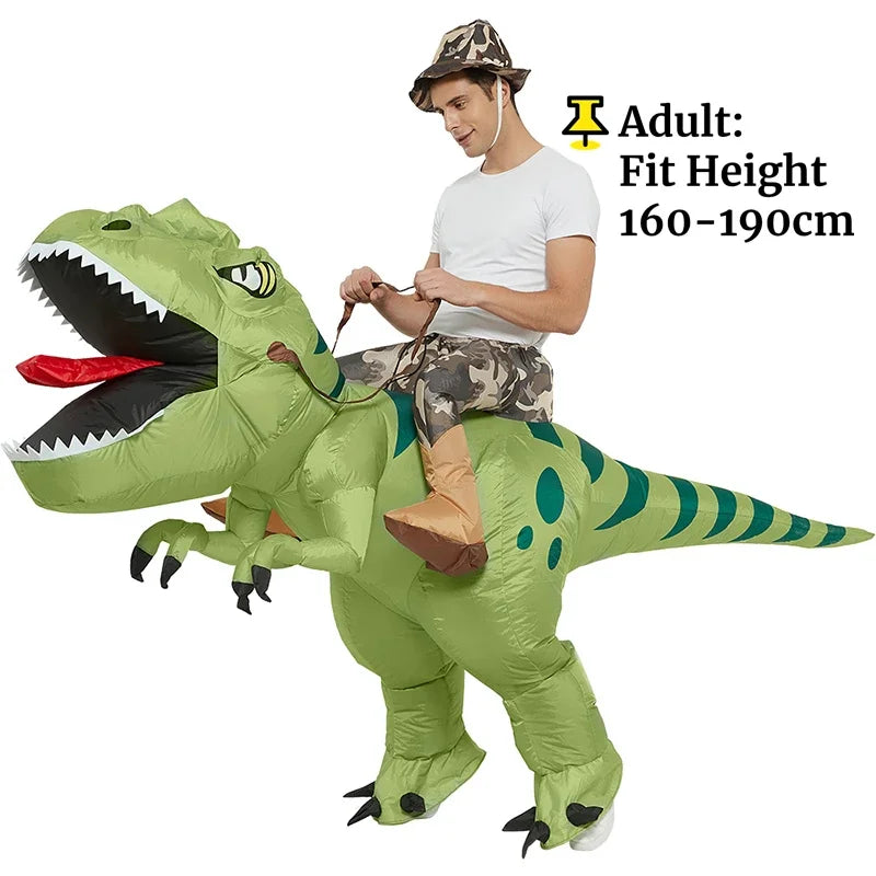 Inflatable Dinosaur Costume Riding T Rex Air Blow Up Funny Fancy Dress Party Halloween Costume for Adult Cosplay Party