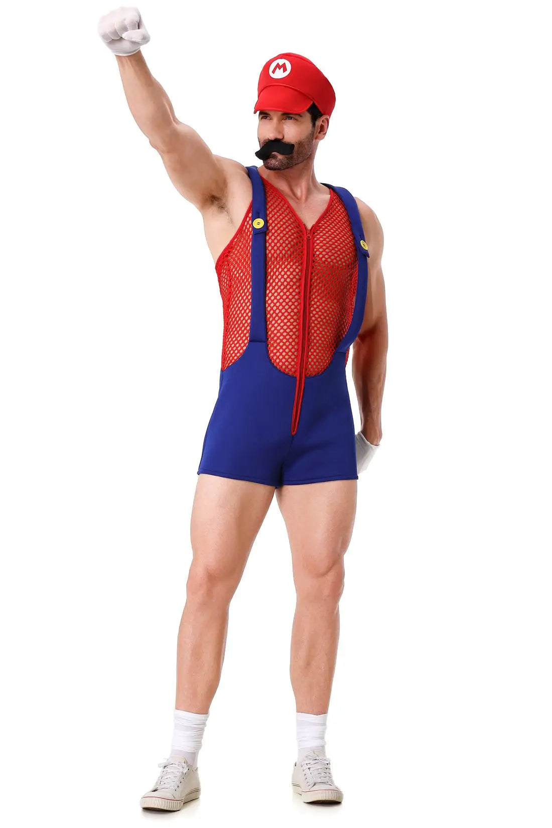 Halloween Cosplay Men's Anime Super Luigi Bros Hollow Overalls Jumpsuits Costume Carnival Party Disguise Plumber Funny Onesie