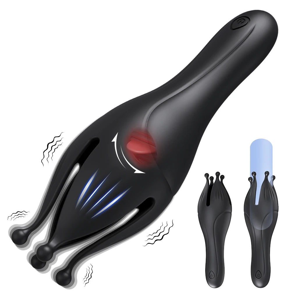 Vibrating Male Masturbator Glans Vibrator Electric Penis Massager Delay Trainer Exerciser Vibrations Stimulator Adult Sex Toy 18