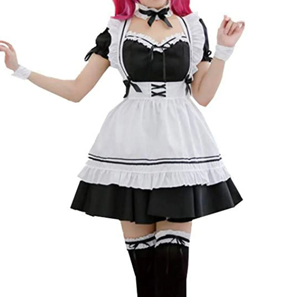Black Pink Lolita Maid Costumes Cute Girls Women Lovely Maid Cosplay Costume Animation Show Japanese Outfit Dress Clothes S-5XL