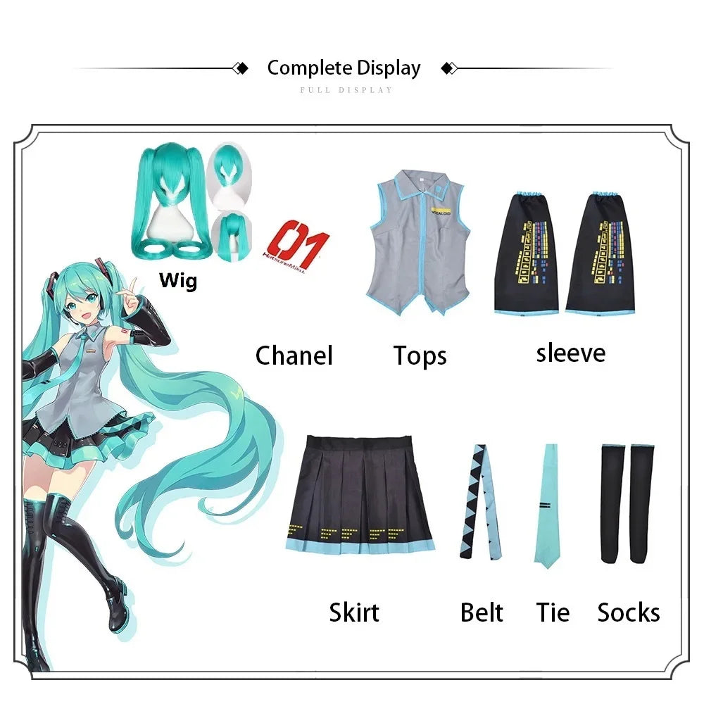 Anime Figures Performance Clothes Miku Cosplay Costume JK Skirt Suit Wig Accessories Halloween Carnival Party Comic Con