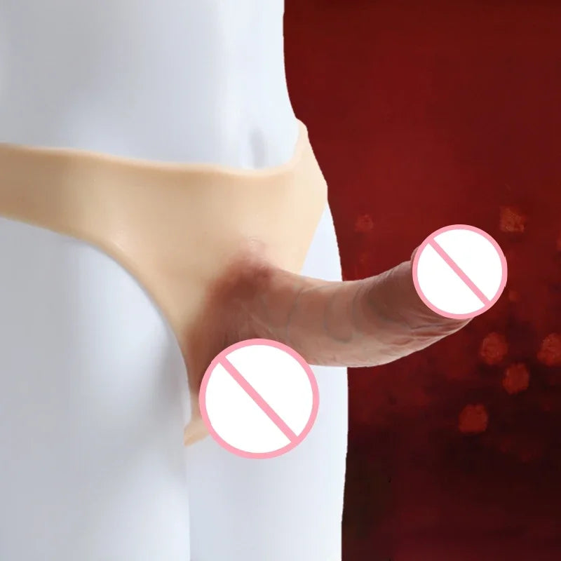 Silicone Wearable Underwear with Giant Dildo, Sex Toy Huge Dildo Panties with Realistic Penis, Simulate Skin Texture G Spot