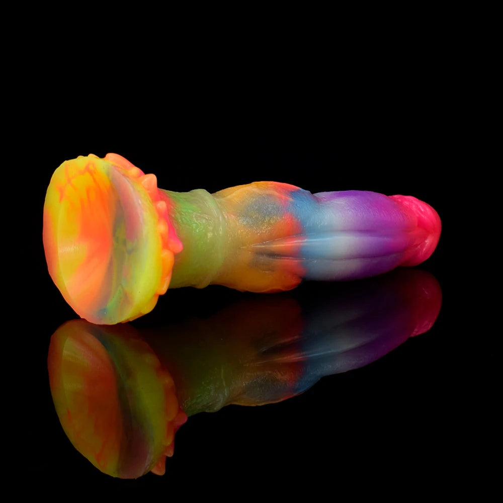 FAAK Luminous Dragon Dildo With Suction Cup Knot Dog Penis Size S M L Female Masturbator Glowing In Dark Silicone Sex Toys