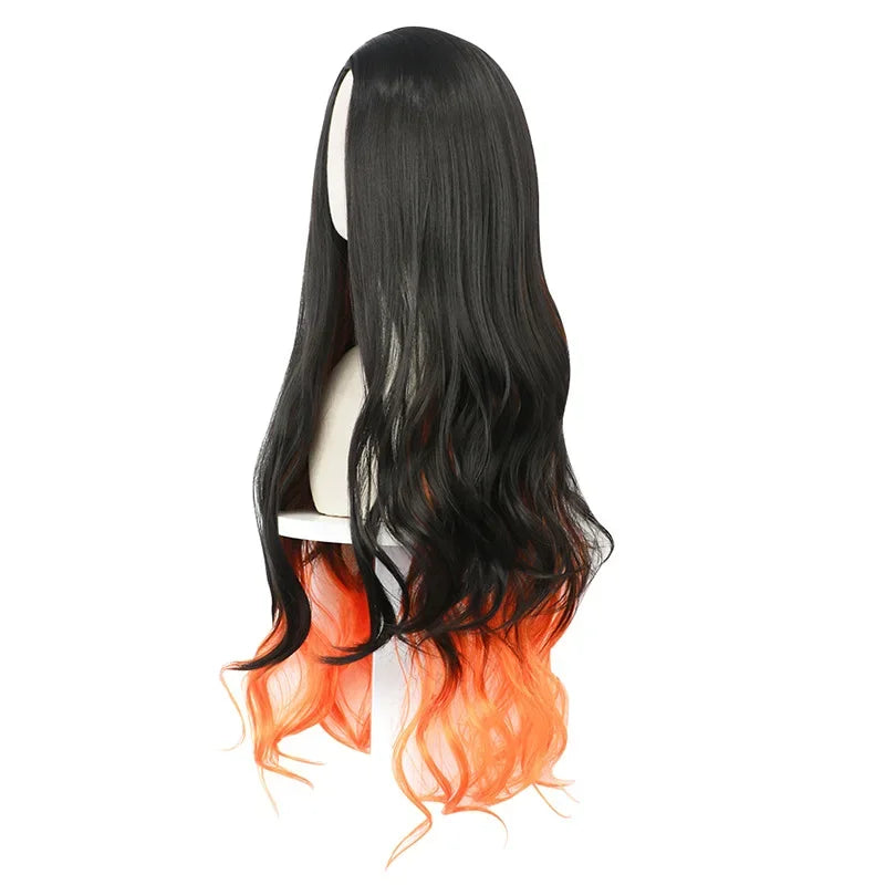 Anime Demon Slayer Kamado Nezuko Cosplay Costume Kimono Kimetsu No Yaiba Cosplay Wigs Hairs Halloween Carnival Women Outfit