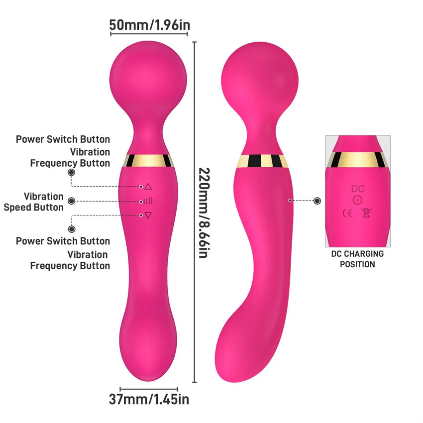 Powerful Dildos Vibrator Dual Motor Silicone Large Size Wand G-Spot Massager Sex Toy For Couple Clitoris Stimulator for Adults