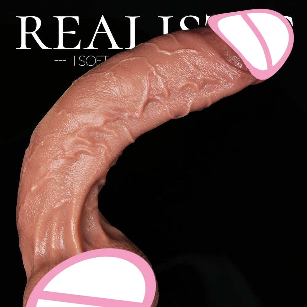 Realistic Long Dildo Brown Anal Plug with Suction Cup Big Penis Butt Plug Long Dick Sex Toys for Women Men Phallus Anal Dilator