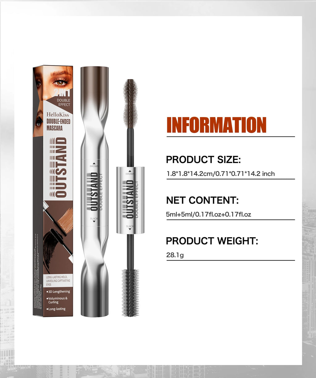 2 Color Waterproof Mascara | Long-Lasting, Smudge-Proof, Curling Formula Black & Green Shades, Formaldehyde-Free Eyelash Primer
