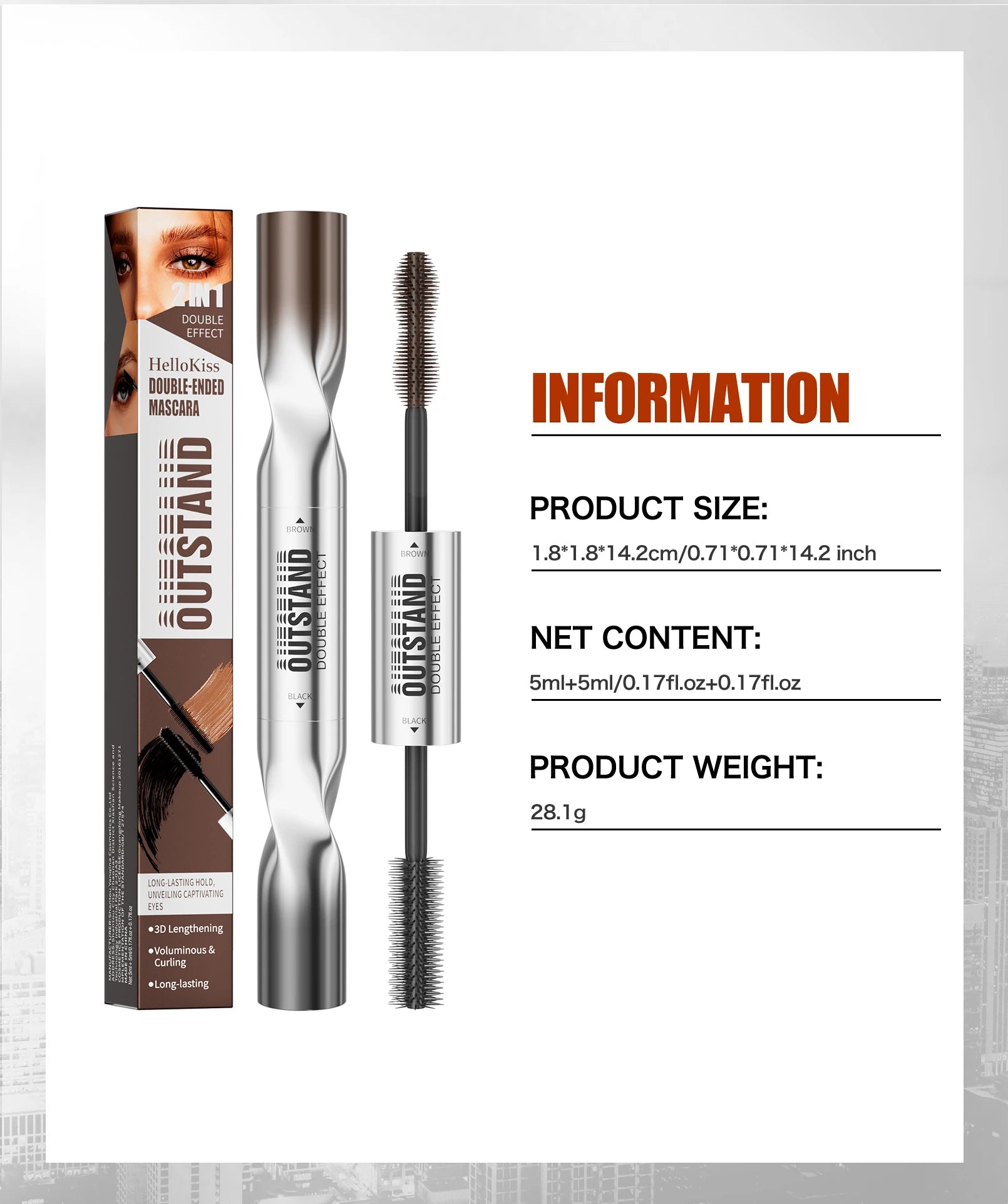 2 Color Waterproof Mascara | Long-Lasting, Smudge-Proof, Curling Formula Black & Green Shades, Formaldehyde-Free Eyelash Primer