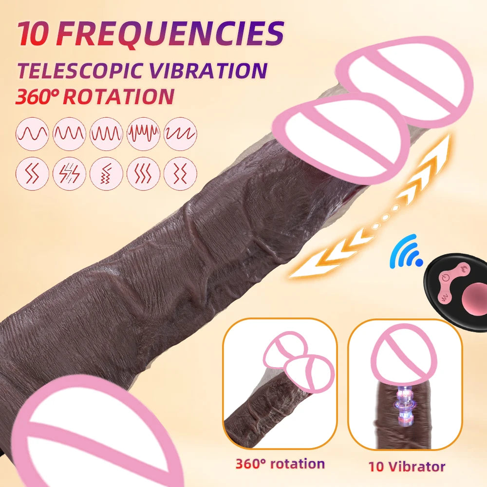 Telescopic Vibrator Dildo Heating Realistic Big Penis Female Vagina Massager Anal Plug Masturbator Sexy Adult Sex Toys For Women