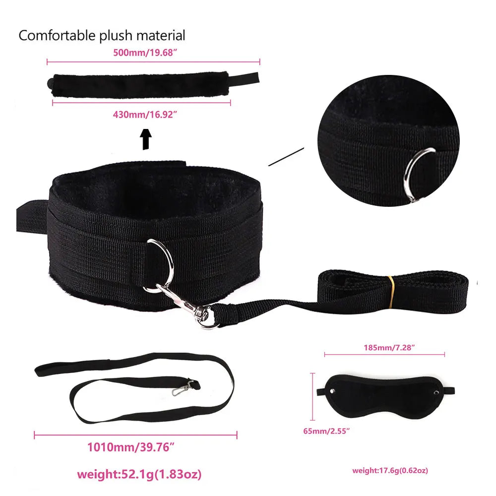 Sex Toys BDSM Bondage Set Erotic Bed Games Handcuffs Ankle Nipple Clamps Whip Spanking Slave Collars Adults Sex Game For Couples