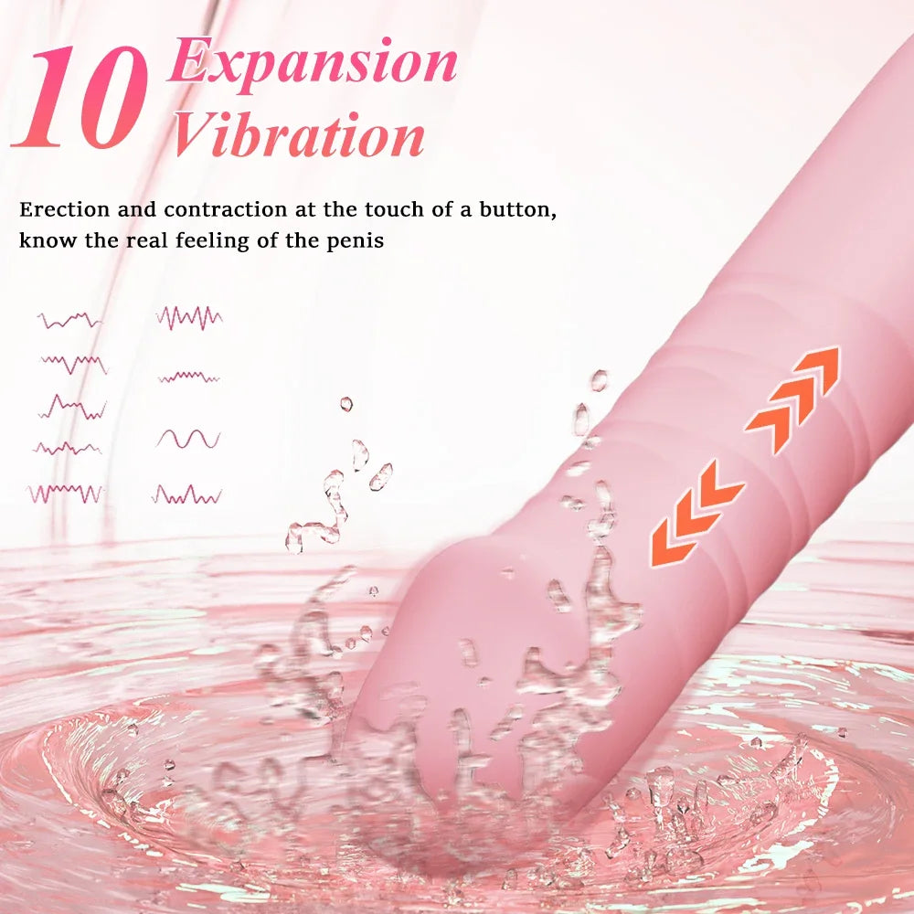 Thrusting Telescopic Vibrators G Spot Clitoris Anal Stimulation Realistic Dildo Vangin Massager Masturbation Sex Toys for Women