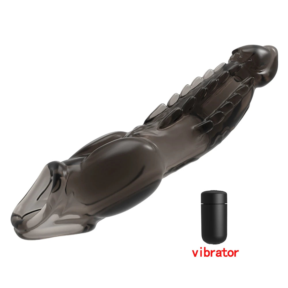 Vibrator for Men Penis Enlargement Sleeve Delay Ejaculation Cock Ring Reusable Comdom Penis Extender Adult Sex Toys For Men