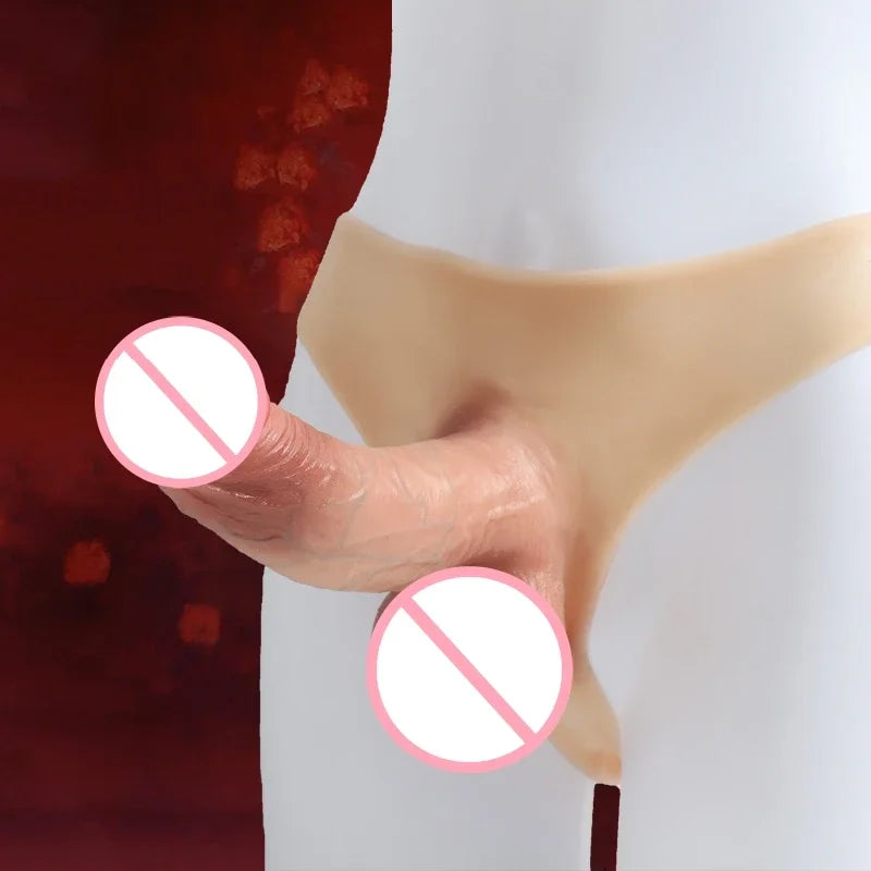 Silicone Wearable Underwear with Giant Dildo, Sex Toy Huge Dildo Panties with Realistic Penis, Simulate Skin Texture G Spot