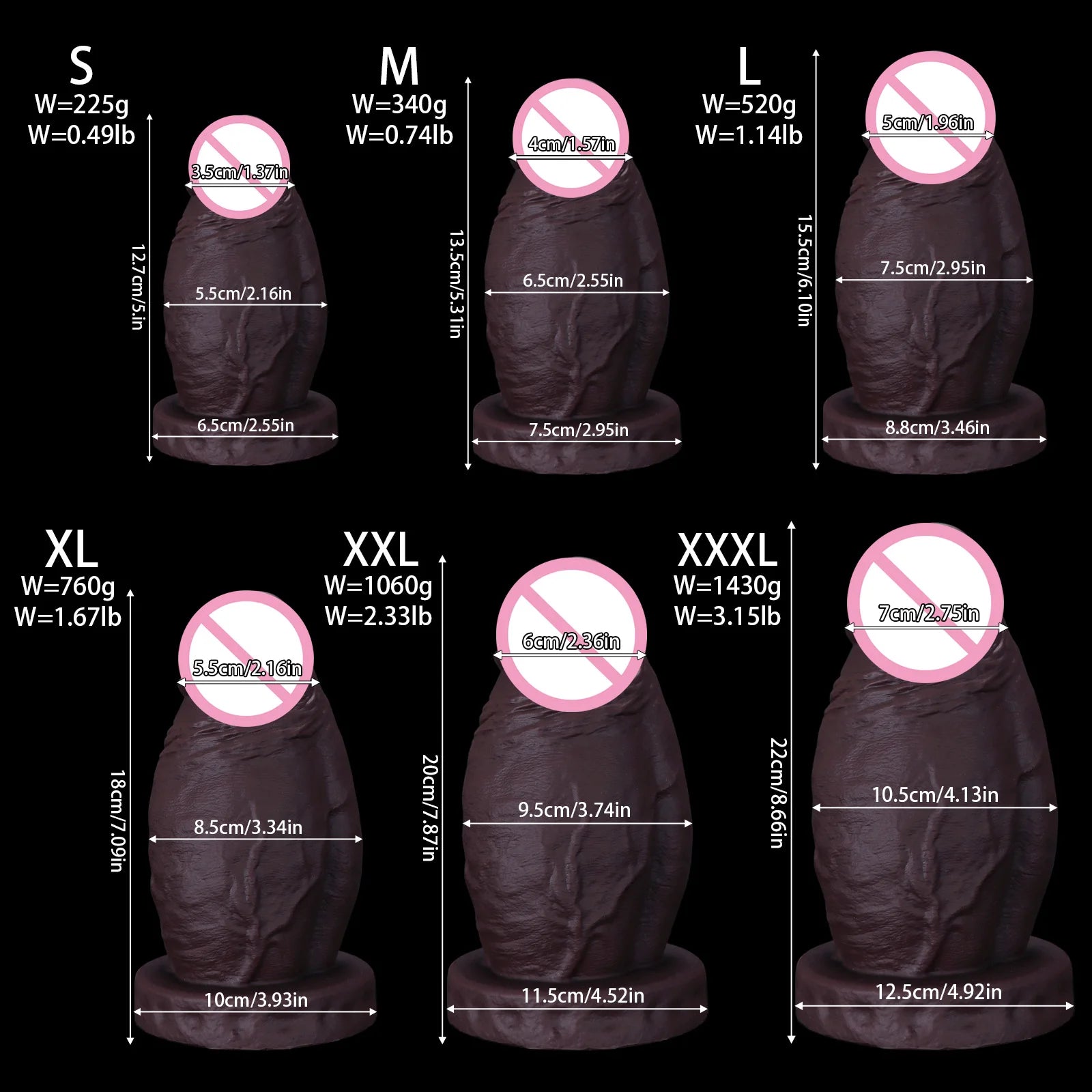 New 4.1'' Diameter Huge Thick Anal Dildo, 8.6 Inch Huge Silicone Girth Dildo Butt Plugs with Strong Suction Cup & No Balls성인용