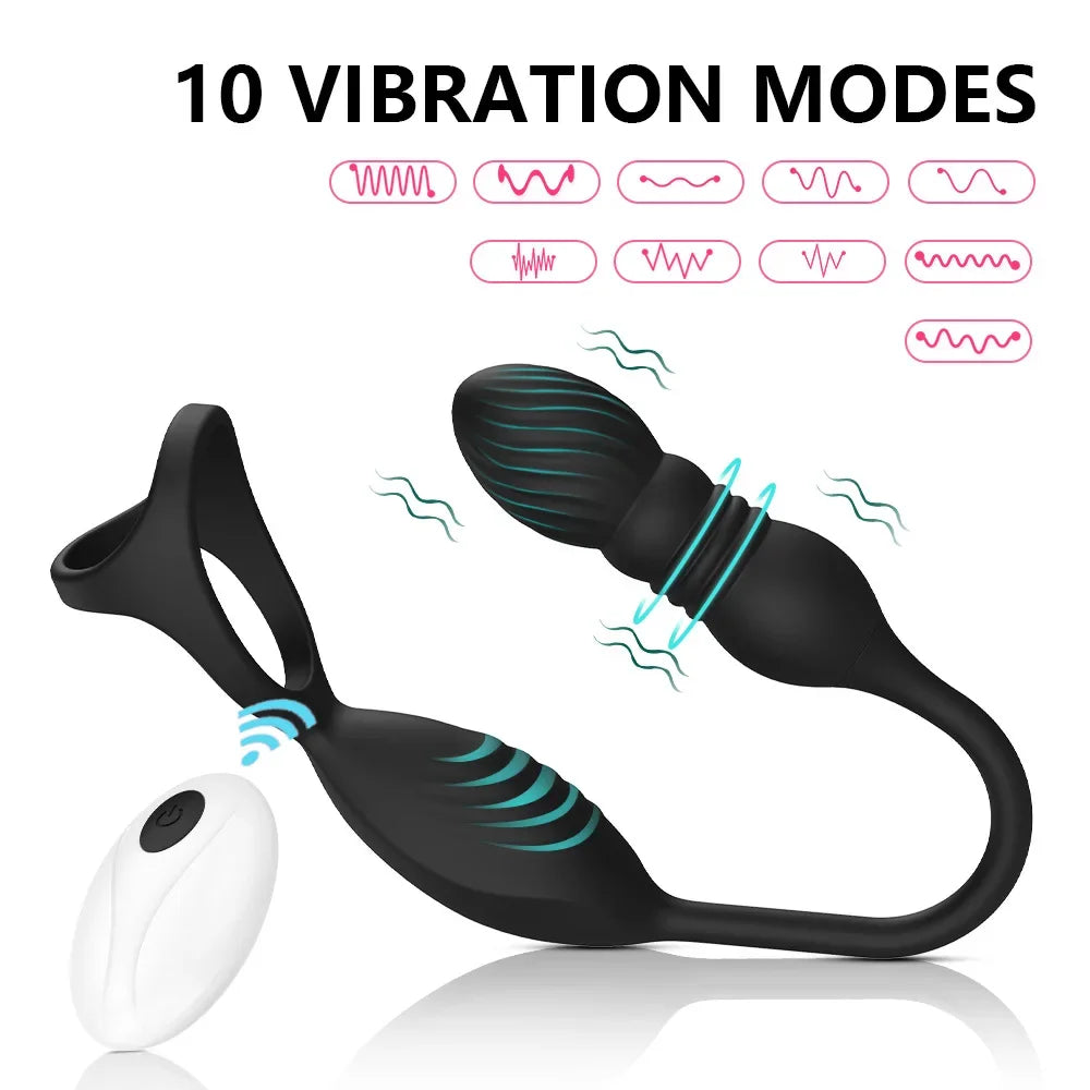 Retractable Back Court Anal Plug  Plugs Are Wave Pleasure Men's Court Bellos Wireless Remote Control Three Ring Locking Silicone