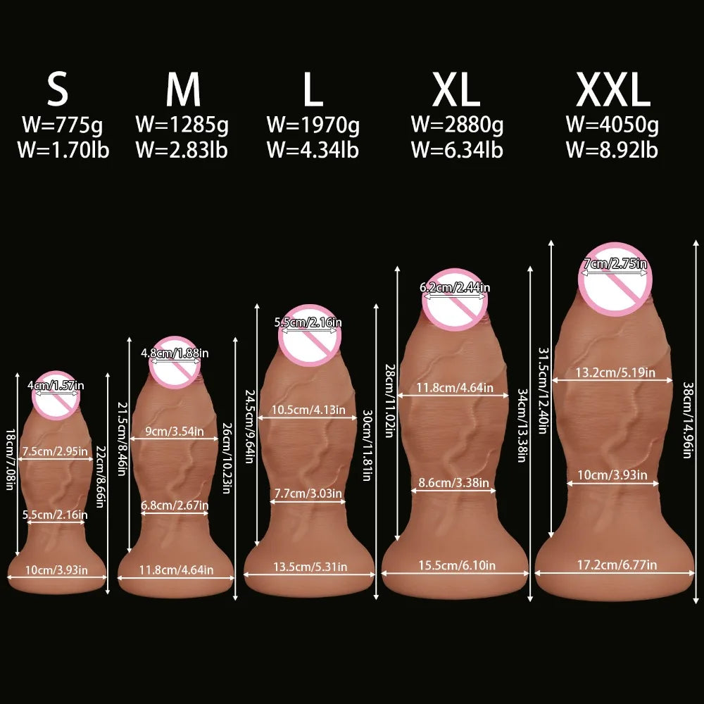 XXL Giant Realistic Dildo Anal Plug 13.2CM Super Thick Soft Silicone Huge Butt Plug Anal Dilator with Suction Cup Adult Sex Toys
