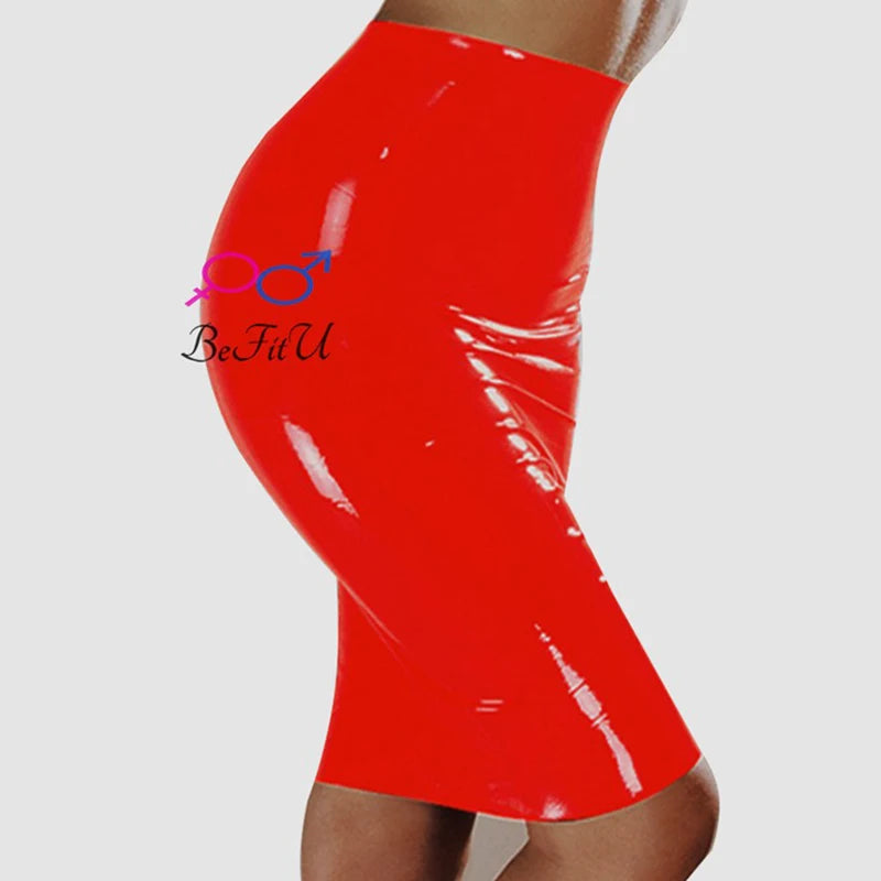 Latex Skirt  Seamless Dress sexy Women Pareos Fetish Apparel under  to the knees cosplay