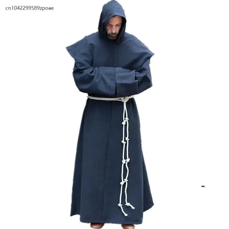 S-5XL Renaissance Monk Clergy Shoulder Clothes Friar Costume Religious Saint Robe Men's Priest Hood Halloween Cosplay Costume