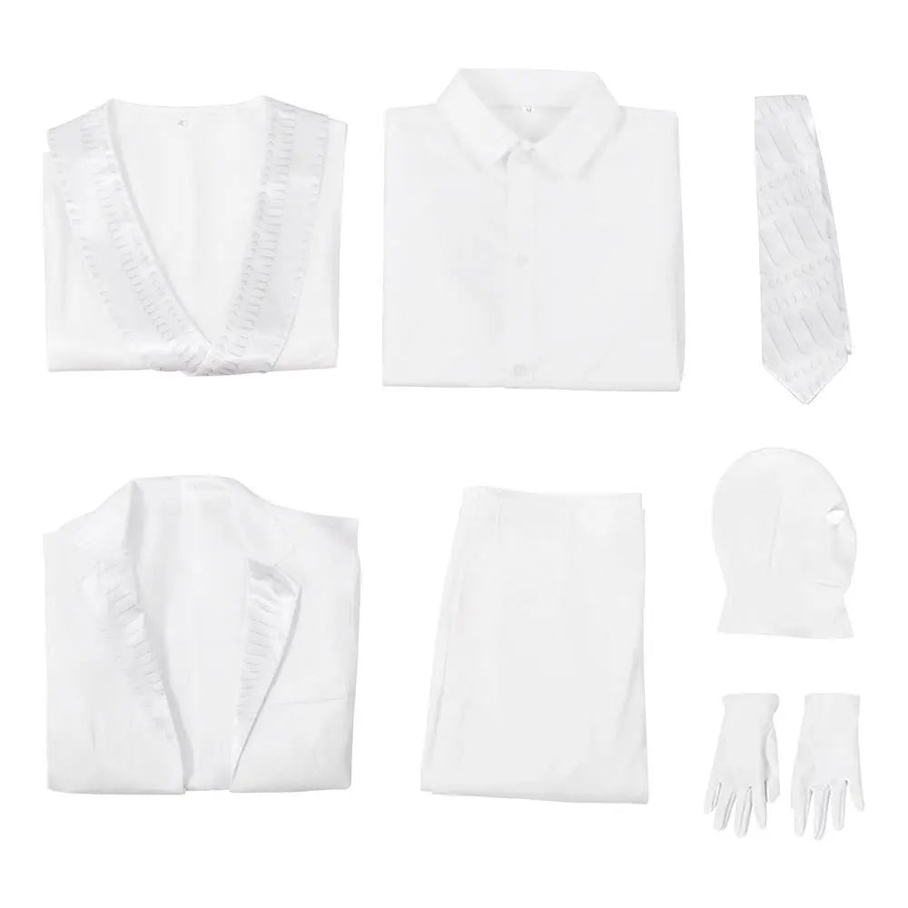 Movie Halloween Moon Superhero Mr Knight Cosplay Costume For Men White Tie Vest Suit Headgear Mask Sets Carnival Masquerade Suit