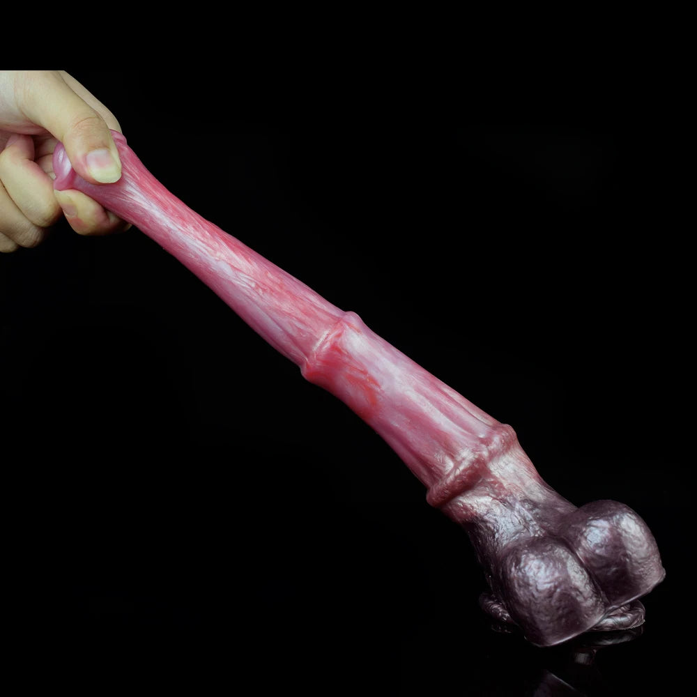 Realistic Horse Dildo with Suction Cup for Women, Lifelike Veins & Testicles Silicone Design, Giant 13.77Inch Masturbation Toy