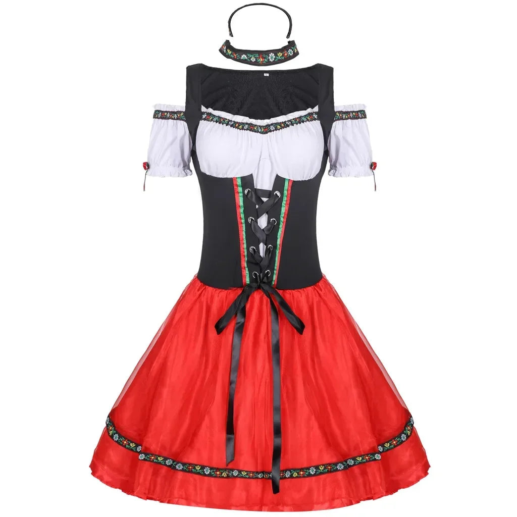 Carnival Oktoberfest Dirndl Costume Dress Women Germany Beer Maid Tavern Wench Waitress Outfit Cosplay Halloween Fancy Party
