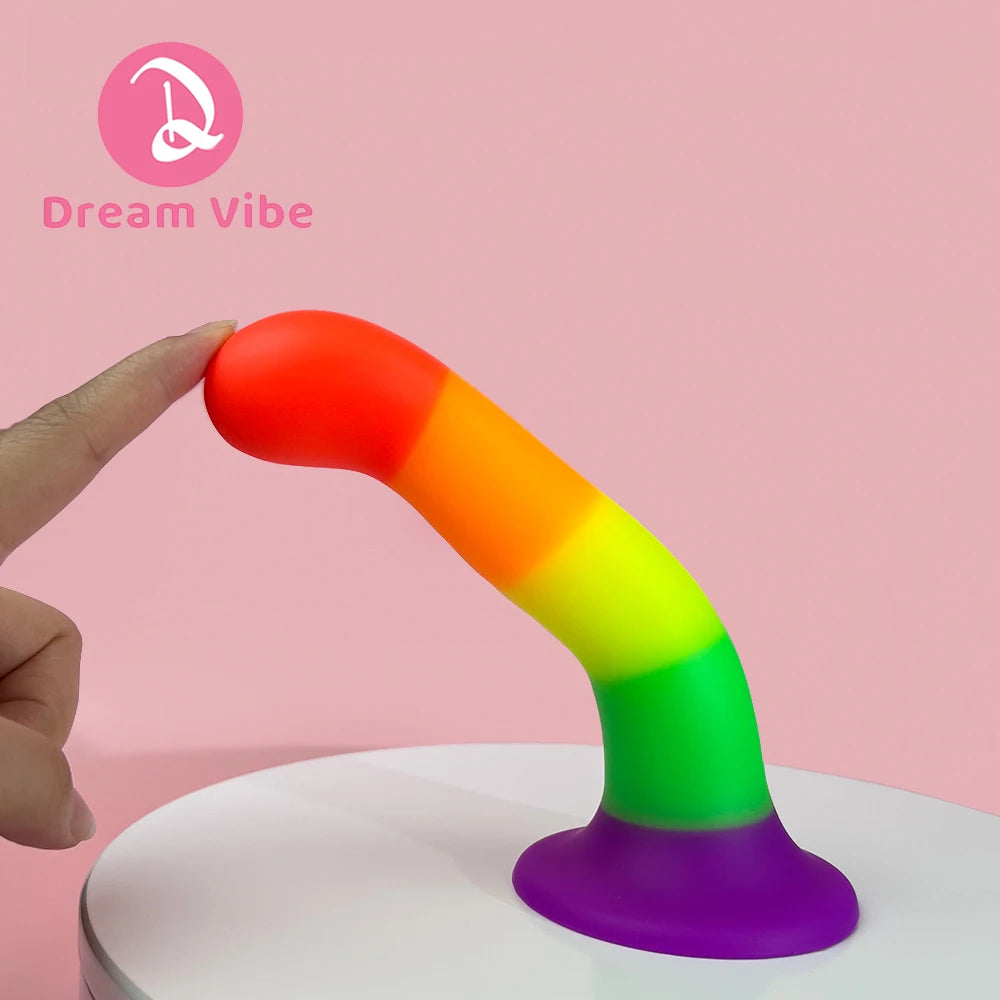 Liquid Silicone Rainbow Dildo Strong Suction Base Soft and Smooth Penetration Deep Adult Sex Toy New Anal Plug Gay Sex Penis