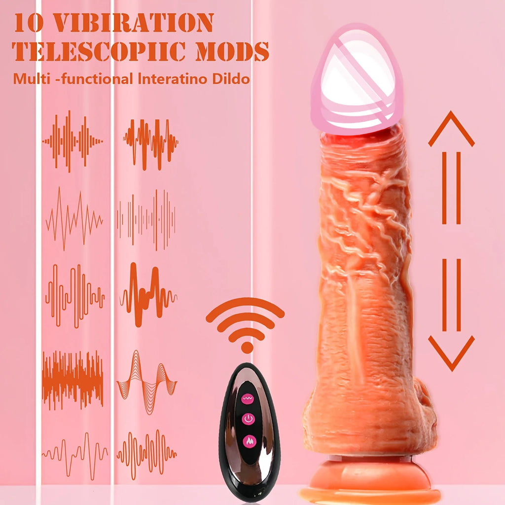 Realistic Dildo Telescopic with Heating Thrusting Vibrator Female Stimulator Big Penis Anal Plug Erotic Sex Toys for Women 18+