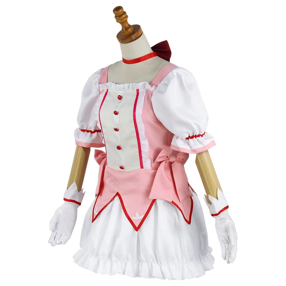 Kaname Madoka Cosplay Costume Anime Madok Magica Homura Uniform Dress with Choker Gloves Socks Halloween Outfits