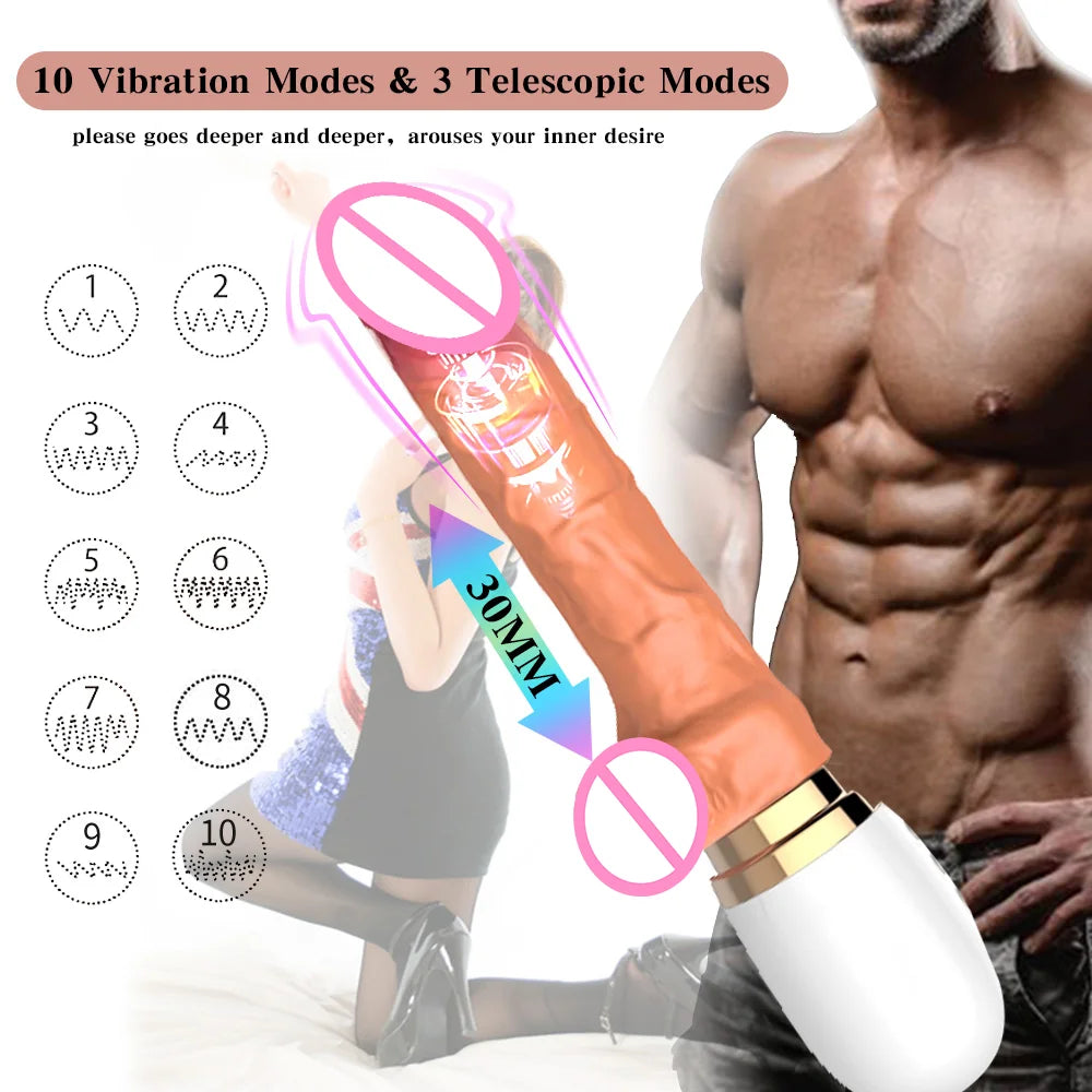Female Adult Toys Dildo Thrusting Vibrator  Telescopic Penis G Spot Realistic Penis Suction Cup Sex Toy For Women Gay JoinJJtoy